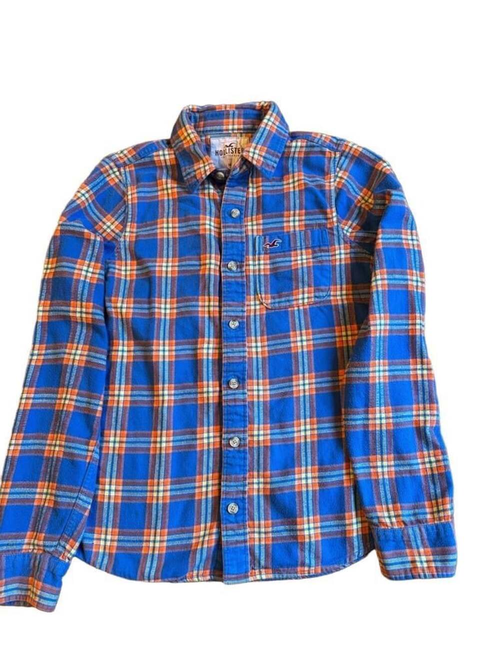 Hollister Classic Long Sleeve Plaid Flannel Button Down Shirt Blue H1422